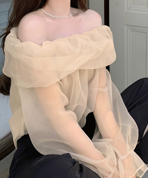 Dita Muaj.(ディータムアージュ)の「シースルーオフショルシフォンブラウス(Tシャツ/カットソー・レディース・アイボリー・S/M)」の4枚目の写真