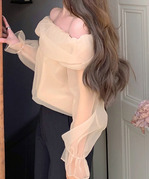 Dita Muaj.(ディータムアージュ)の「シースルーオフショルシフォンブラウス(Tシャツ/カットソー・レディース・アイボリー・S/M)」の6枚目の写真