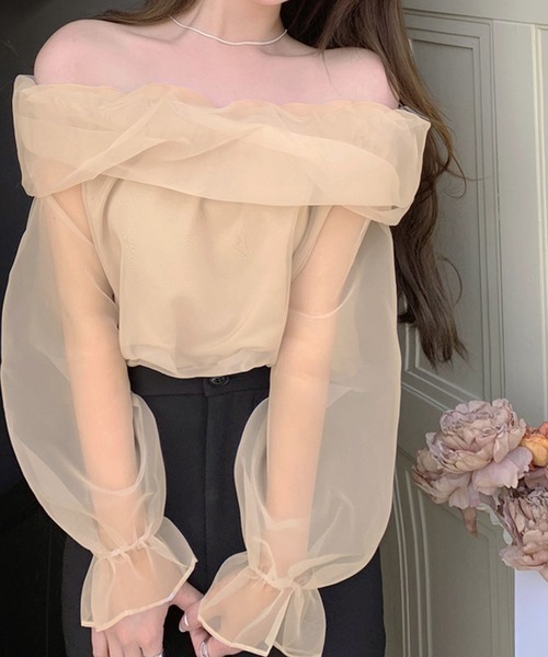 Dita Muaj.(ディータムアージュ)の「シースルーオフショルシフォンブラウス(Tシャツ/カットソー・レディース・アイボリー・S/M)」の15枚目の写真