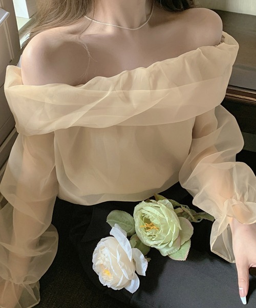 Dita Muaj.(ディータムアージュ)の「シースルーオフショルシフォンブラウス(Tシャツ/カットソー・レディース・アイボリー・S/M)」の9枚目の写真