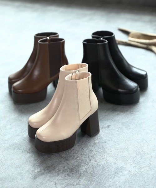 VIVIAN（ヴィヴィアン）の「厚底プラットフォームサイドゴアショートブーツ ZOZOTOWN+オフィシャルサイト限定商品（ブーツ・レディース・ベージュ/ブラウン/ブラック・LL/M/S/L）」の22枚目の写真