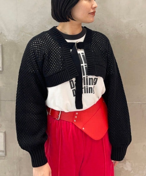 Ray BEAMS（レイビームス）の「Ray BEAMS / メッシュ アーム ボレロ（カーディガン/ボレロ・レディース・ブラック/オフホワイト/オリーブ・ONE SIZE）」の3枚目の写真