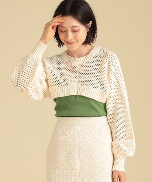 Ray BEAMS（レイビームス）の「Ray BEAMS / メッシュ アーム ボレロ（カーディガン/ボレロ・レディース・ブラック/オフホワイト/オリーブ・ONE SIZE）」の9枚目の写真