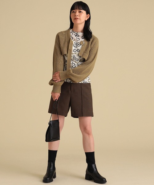 BEAMS - 【美品】 BEAMS ボレロ カーディガン ショート ベロア ブラック Ray BEAMS（レイビームス）の「Ray BEAMS / メッシュ アーム