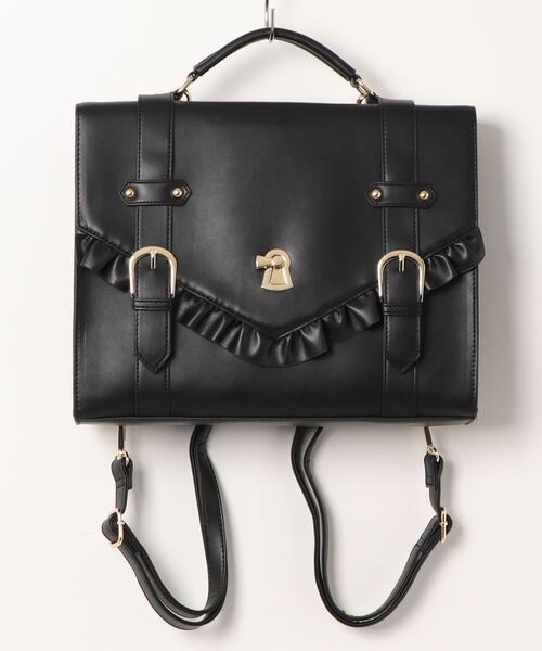 axes femme POETIQUE(アクシーズファムポエティック)の「フリルフラップサッチェル(バックパック/リュック・レディース・ブラウン/キナリ/ブラック・FREE)」の3枚目の写真