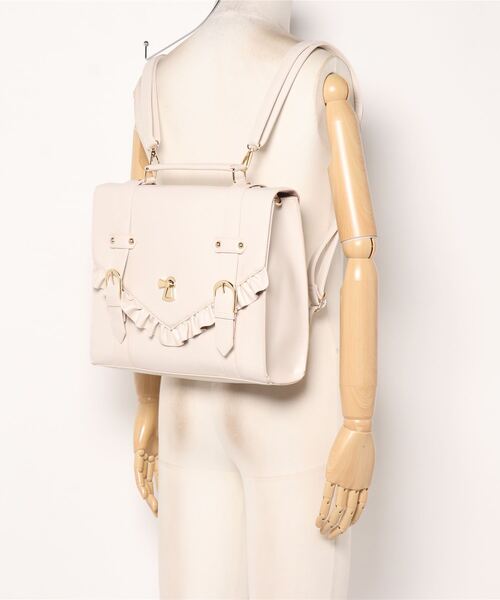 axes femme POETIQUE(アクシーズファムポエティック)の「フリルフラップサッチェル(バックパック/リュック・レディース・ブラウン/キナリ/ブラック・FREE)」の9枚目の写真