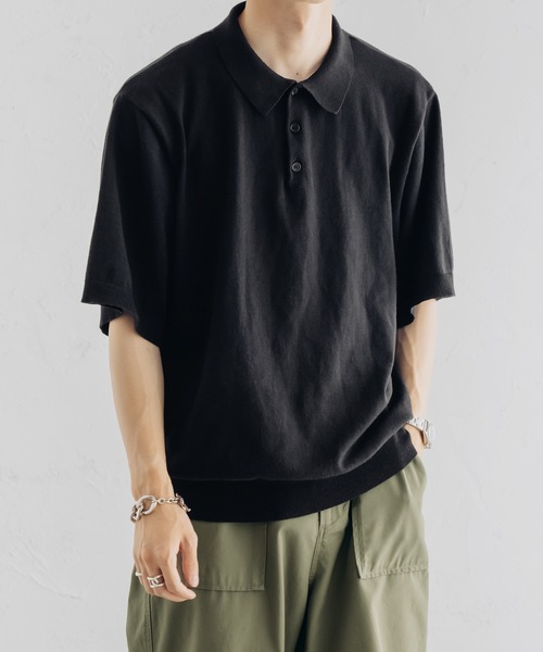 epnok(エプノック)の「Basic Cotton Knit Polo Shirt/ベーシックコットンニットポロシャツ(ポロシャツ・メンズ・ブラック/アイボリー/グリーン・MEDIUM/LARGE)」の2枚目の写真