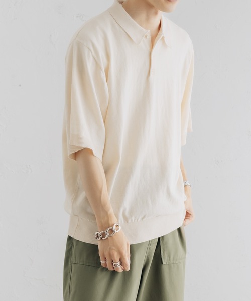 epnok(エプノック)の「Basic Cotton Knit Polo Shirt/ベーシックコットンニットポロシャツ(ポロシャツ・メンズ・ブラック/アイボリー/グリーン・MEDIUM/LARGE)」の4枚目の写真