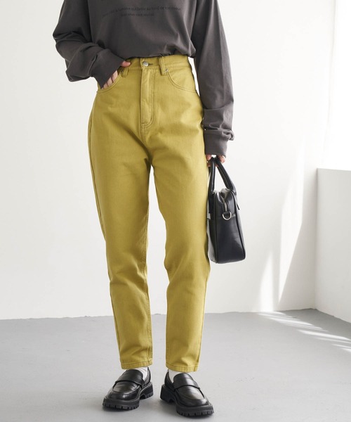 Chaco closet(チャコ クローゼット)の「ハイウエストテーパード配色ステッチカラーデニムパンツ(デニムパンツ・レディース・ライトグレー/ブラック/ピンク/イエロー/ブルー/グリーン・S/M/L)」の20枚目の写真