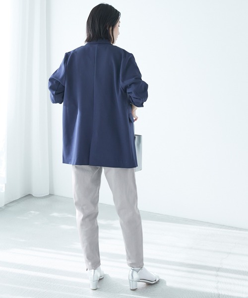 Chaco closet(チャコ クローゼット)の「ハイウエストテーパード配色ステッチカラーデニムパンツ(デニムパンツ・レディース・ライトグレー/ブラック/ピンク/イエロー/ブルー/グリーン・S/M/L)」の12枚目の写真