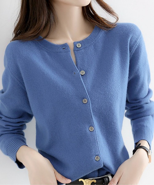 LOPASS（ロパス）の「クルーネックボタン開きニットカーディガン（カーディガン/ボレロ・レディース・ブラウン/ホワイト/グレー/ブラック/Mustard/ブルー/ネイビー・M/L）」の17枚目の写真