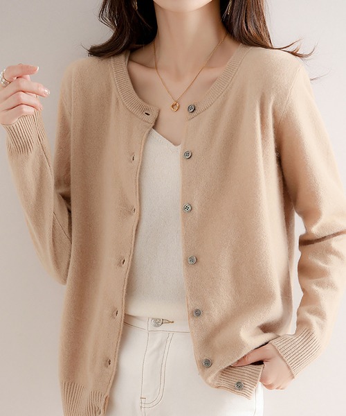 LOPASS（ロパス）の「クルーネックボタン開きニットカーディガン（カーディガン/ボレロ・レディース・ブラウン/ホワイト/グレー/ブラック/Mustard/ブルー/ネイビー・M/L）」の11枚目の写真