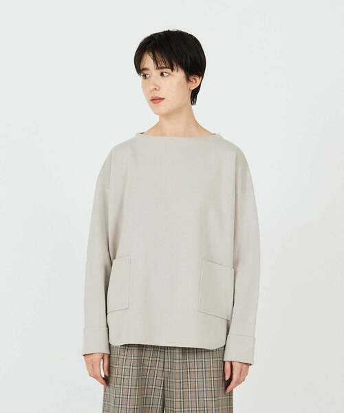 conges payes ADIEU TRISTESSE(コンジェ ペイエ アデュートリステス)の「ミラノリブシャツカットバスクシャツ(ニット/セーター・レディース・ブラック/レッド/グレー・FREE)」の1枚目の写真