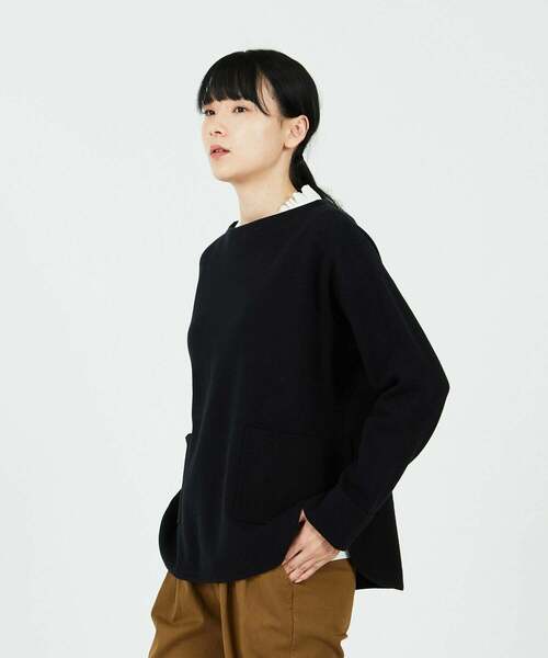 conges payes ADIEU TRISTESSE(コンジェ ペイエ アデュートリステス)の「ミラノリブシャツカットバスクシャツ(ニット/セーター・レディース・ブラック/レッド/グレー・FREE)」の2枚目の写真