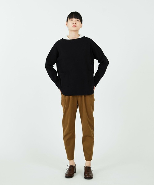 conges payes ADIEU TRISTESSE(コンジェ ペイエ アデュートリステス)の「ミラノリブシャツカットバスクシャツ(ニット/セーター・レディース・ブラック/レッド/グレー・FREE)」の8枚目の写真