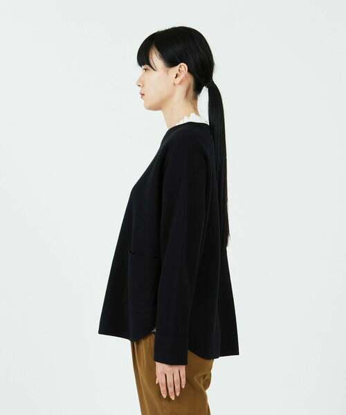 conges payes ADIEU TRISTESSE(コンジェ ペイエ アデュートリステス)の「ミラノリブシャツカットバスクシャツ(ニット/セーター・レディース・ブラック/レッド/グレー・FREE)」の12枚目の写真