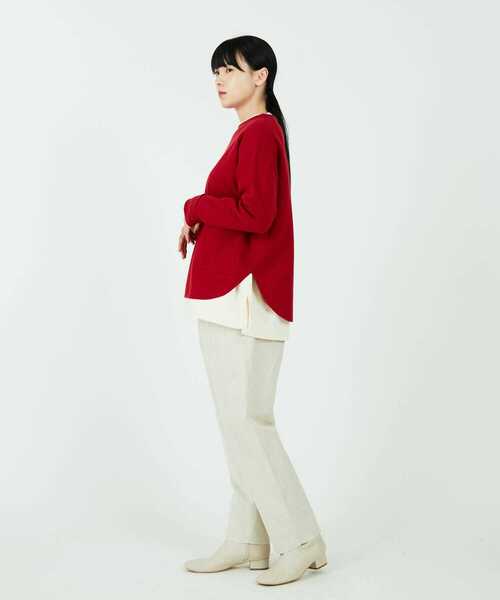 conges payes ADIEU TRISTESSE(コンジェ ペイエ アデュートリステス)の「ミラノリブシャツカットバスクシャツ(ニット/セーター・レディース・ブラック/レッド/グレー・FREE)」の15枚目の写真