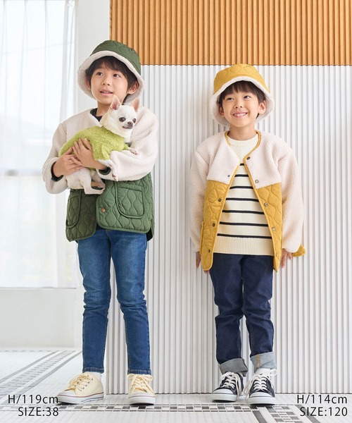 ROPE' PICNIC（ロペピクニック）の「【KIDS】ボア×中わたキルティング切り替えハット（ハット・キッズ・カーキ/マスタード・FREE）」の17枚目の写真