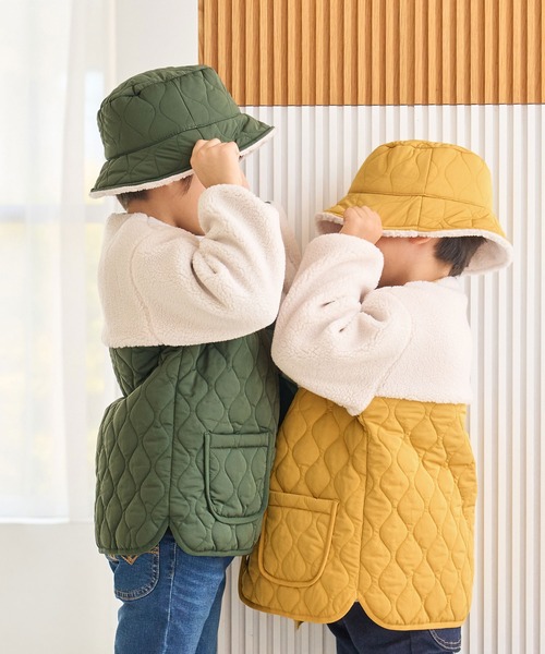 ROPE' PICNIC（ロペピクニック）の「【KIDS】ボア×中わたキルティング切り替えハット（ハット・キッズ・カーキ/マスタード・FREE）」の18枚目の写真