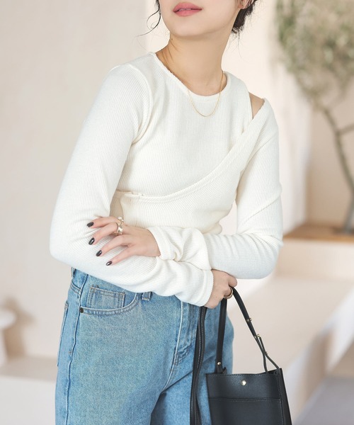 Isn't She?(イズントシー)の「2セットアシンメトリートップス(Tシャツ/カットソー・レディース・ブラック/ブラウン/アイボリー・FREE)」の15枚目の写真