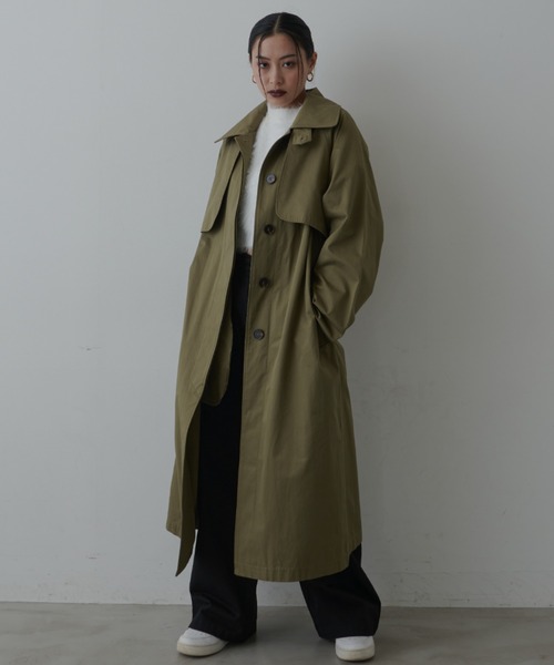 FIG&VIPER(フィグアンドバイパー)の「ステンカラースタンドトレンチコート(トレンチコート・レディース・ブラウン/カーキ・FREE)」の2枚目の写真