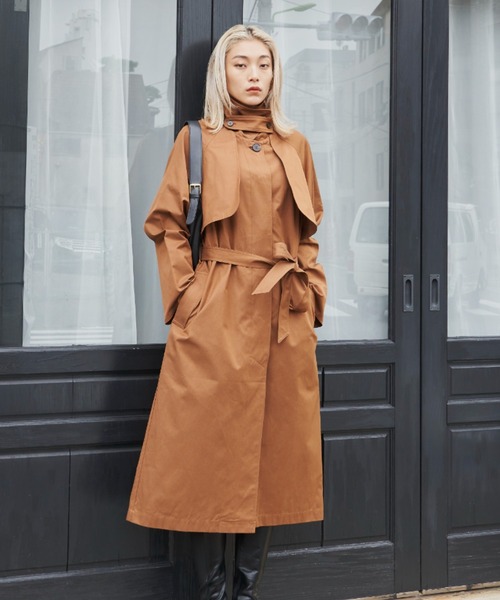 FIG&VIPER(フィグアンドバイパー)の「ステンカラースタンドトレンチコート(トレンチコート・レディース・ブラウン/カーキ・FREE)」の5枚目の写真