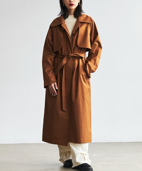 FIG&VIPER(フィグアンドバイパー)の「ステンカラースタンドトレンチコート(トレンチコート・レディース・ブラウン/カーキ・FREE)」の9枚目の写真