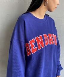 【WEB限定】[BEN DAVIS/ベンデイビス] カレッジワッペン風ロゴ クルーネックスウェット