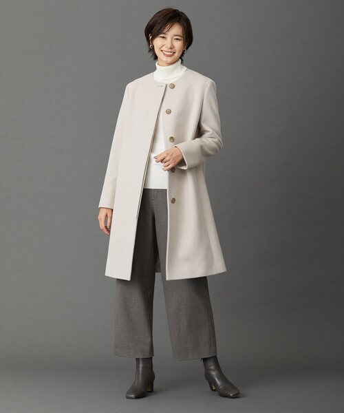 J.PRESS（ジェイプレス）の「アンゴラビーバー ノーカラーコート（ノーカラーコート・レディース・ライトグレー系/ブラック系/ネイビー系/ベージュ系・T15/T13）」の7枚目の写真