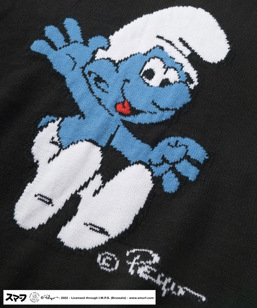make a ray!（メイク ア レイ！）の「【THE SMURFS/スマーフ】ビッグシルエット キャラクター刺繍 ジャガード ニット（ニット/セーター・レディース・ブラック/レッド/オフホワイト・M/L/XL）」の15枚目の写真