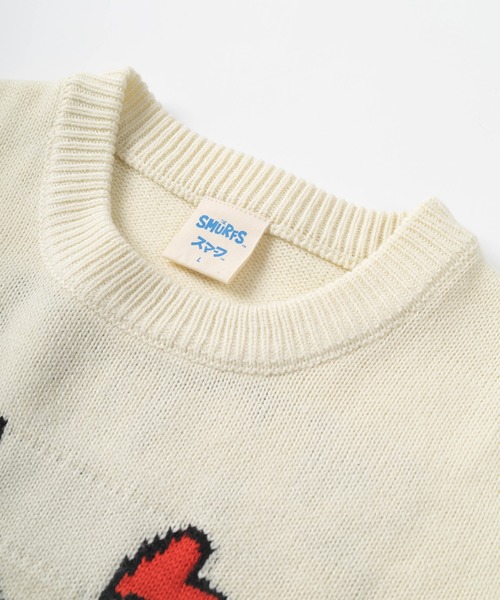 make a ray!（メイク ア レイ！）の「【THE SMURFS/スマーフ】ビッグシルエット キャラクター刺繍 ジャガード ニット（ニット/セーター・レディース・ブラック/レッド/オフホワイト・M/L/XL）」の9枚目の写真