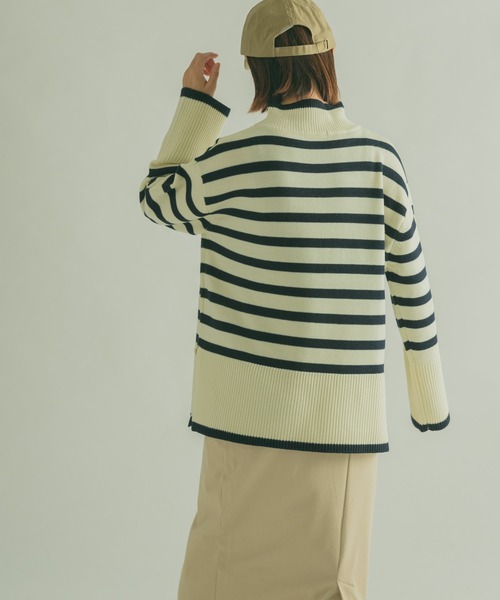FORK&SPOON（フォークアンドスプーン）の「FORK&SPOON　ボーダータートルニット（ニット/セーター・レディース・ブラック系その他/ホワイト系その他・1）」の4枚目の写真
