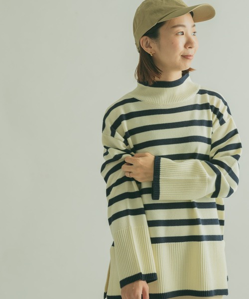 FORK&SPOON（フォークアンドスプーン）の「FORK&SPOON　ボーダータートルニット（ニット/セーター・レディース・ブラック系その他/ホワイト系その他・1）」の7枚目の写真