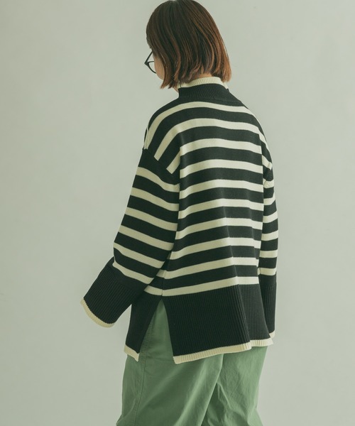 FORK&SPOON（フォークアンドスプーン）の「FORK&SPOON　ボーダータートルニット（ニット/セーター・レディース・ブラック系その他/ホワイト系その他・1）」の12枚目の写真