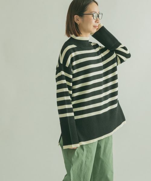 FORK&SPOON（フォークアンドスプーン）の「FORK&SPOON　ボーダータートルニット（ニット/セーター・レディース・ブラック系その他/ホワイト系その他・1）」の14枚目の写真