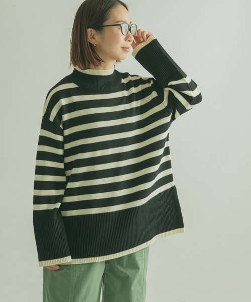 FORK&SPOON（フォークアンドスプーン）の「FORK&SPOON　ボーダータートルニット（ニット/セーター・レディース・ブラック系その他/ホワイト系その他・1）」の15枚目の写真