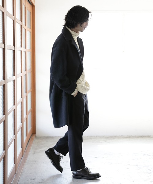 niko and...（ニコアンド）の「PEネップ起毛コート（チェスターコート・メンズ・ネイビー/ブラウン/スモーク/キャメル・MEDIUM/LARGE）」の7枚目の写真