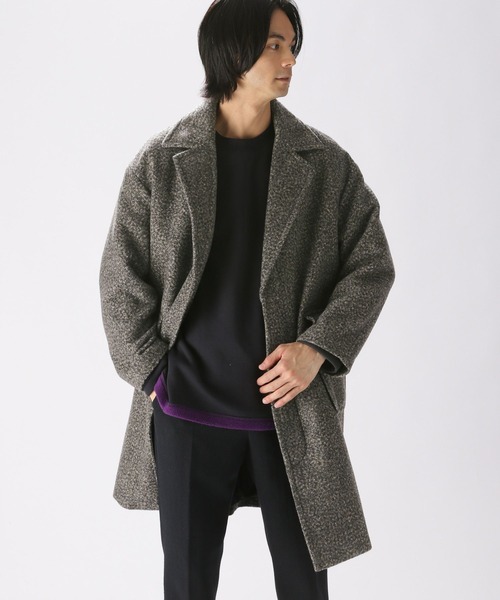 niko and...（ニコアンド）の「PEネップ起毛コート（チェスターコート・メンズ・ネイビー/ブラウン/スモーク/キャメル・MEDIUM/LARGE）」の9枚目の写真