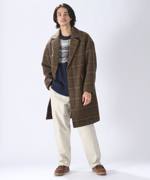 niko and...（ニコアンド）の「PEネップ起毛コート（チェスターコート・メンズ・ネイビー/ブラウン/スモーク/キャメル・MEDIUM/LARGE）」の14枚目の写真