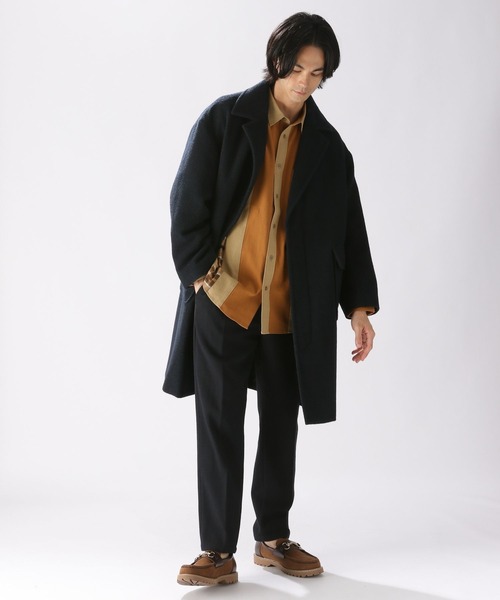 niko and...（ニコアンド）の「PEネップ起毛コート（チェスターコート・メンズ・ネイビー/ブラウン/スモーク/キャメル・MEDIUM/LARGE）」の15枚目の写真