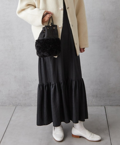 cache cache（カシュ カシュ）の「ナイロン×ボア コンビバッグ（トートバッグ・レディース・ブラック/アイボリー/カーキ/ブルー・フリー）」の10枚目の写真