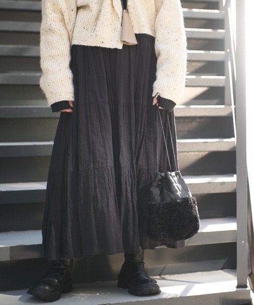 cache cache（カシュ カシュ）の「ナイロン×ボア コンビバッグ（トートバッグ・レディース・ブラック/アイボリー/カーキ/ブルー・フリー）」の21枚目の写真