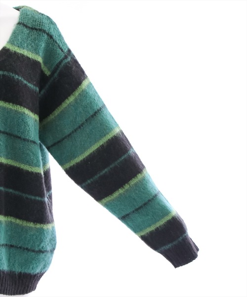 clear（クリア）の「ソフトボーダーオーバーカーディガン（ニット/セーター・レディース・オレンジ/ブルー・F）」の4枚目の写真