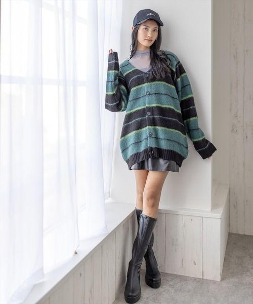 clear（クリア）の「ソフトボーダーオーバーカーディガン（ニット/セーター・レディース・オレンジ/ブルー・F）」の12枚目の写真