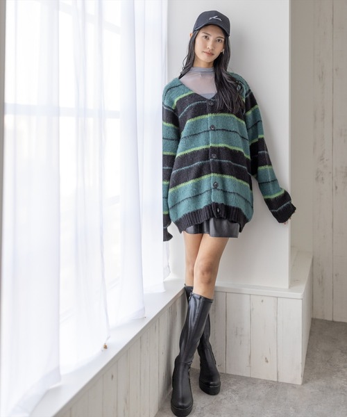 clear（クリア）の「ソフトボーダーオーバーカーディガン（ニット/セーター・レディース・オレンジ/ブルー・F）」の13枚目の写真