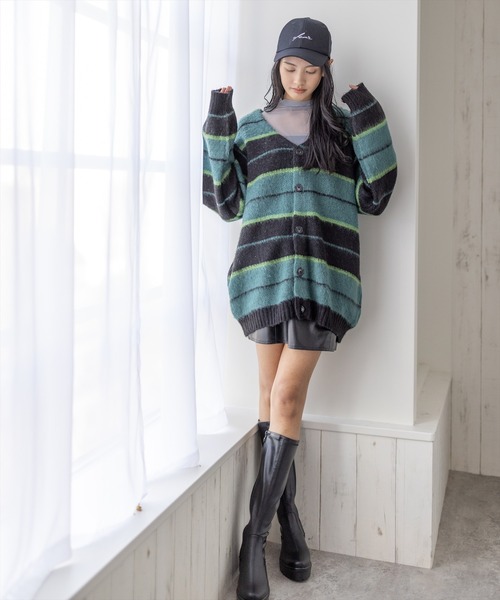 clear（クリア）の「ソフトボーダーオーバーカーディガン（ニット/セーター・レディース・オレンジ/ブルー・F）」の14枚目の写真