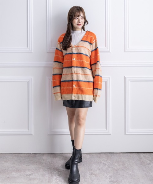clear（クリア）の「ソフトボーダーオーバーカーディガン（ニット/セーター・レディース・オレンジ/ブルー・F）」の19枚目の写真
