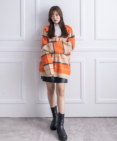 clear（クリア）の「ソフトボーダーオーバーカーディガン（ニット/セーター・レディース・オレンジ/ブルー・F）」の18枚目の写真