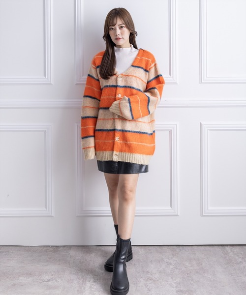 clear（クリア）の「ソフトボーダーオーバーカーディガン（ニット/セーター・レディース・オレンジ/ブルー・F）」の17枚目の写真