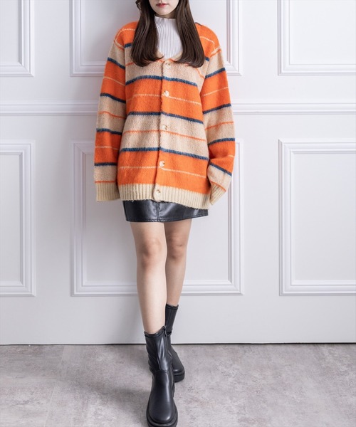 clear（クリア）の「ソフトボーダーオーバーカーディガン（ニット/セーター・レディース・オレンジ/ブルー・F）」の21枚目の写真